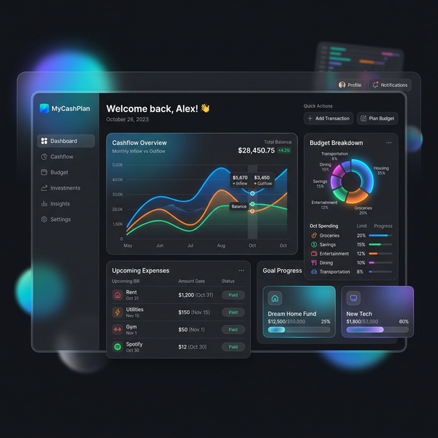 MyCashPlan App Mockup